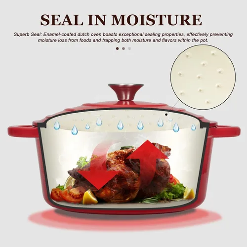 Miniatura 2 de Overmont - Horno holandés de hierro fundido esmaltado - Olla de 4.5QT con tapa, libro de cocina y paños de cocina de algodón - Utensilios de cocina