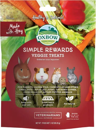 Oxbow Animal Health Golosinas Vegetales Simples, Golosinas de Zanahorias y Pimiento para Conejos y Conejitos, Snack para Mascotas para Conejos y