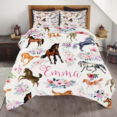 Miniatura 7 de ENCYCOM Edredón personalizado de oso bosque, edredón de animales del bosque, mejor juego de edredón decorativo único para cama colgante en la pared