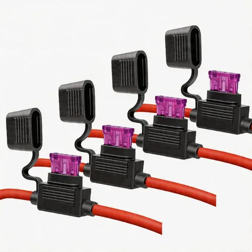 Soporte para fusibles de 10 ga, paquete de 2 soportes para fusibles en línea MUYI calibre 10, relé de fusibles de hoja de coleta impermeable de 12 V