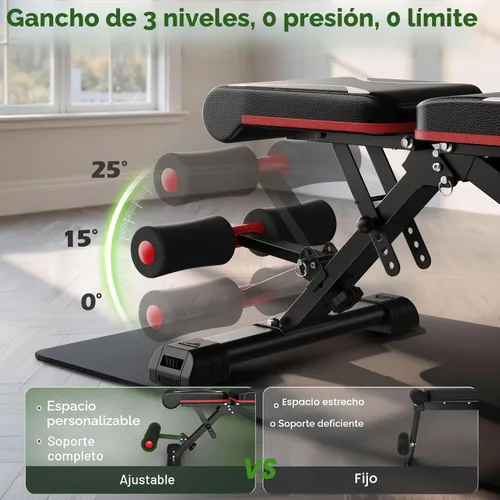Miniatura 5 de FLYBIRD Banco de pesas ajustable que se adapta hasta 6'5'', capacidad de 750 libras para entrenamiento de cuerpo completo, banco plegable resistente
