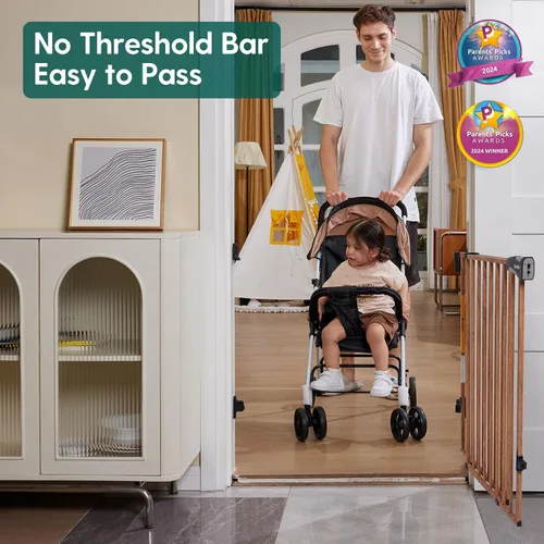 Miniatura 3 de Babelio Puerta Extra Alta para Bebé/Perro de 34" con Diseño Sin Umbral Puerta de Paso, Puerta de Seguridad de Cierre Automático de 26-43