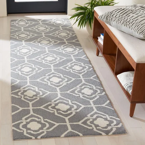 Miniatura 11 de SAFAVIEH Four Seasons Collection FRS233F FRS233F - Alfombra de pasillo floral con gancho a mano, 2 pies 3 pulgadas x 8 pies, color gris y dorado