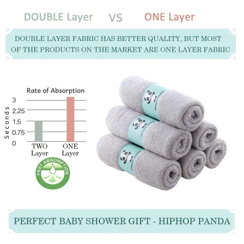 Miniatura 7 de HIPHOP PANDA Toallitas para bebé, rayón hecho de bambú - 2 capas ultra suaves y absorbentes, toalla facial de baño para recién nacidos - toallitas