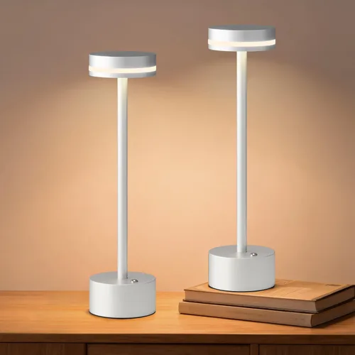 Miniatura 10 de Lámpara de mesa inalámbrica recargable dorada moderna, lámpara táctil de aluminio y batería operada de 4000mAh, lámparas de mesa LED de 3000K