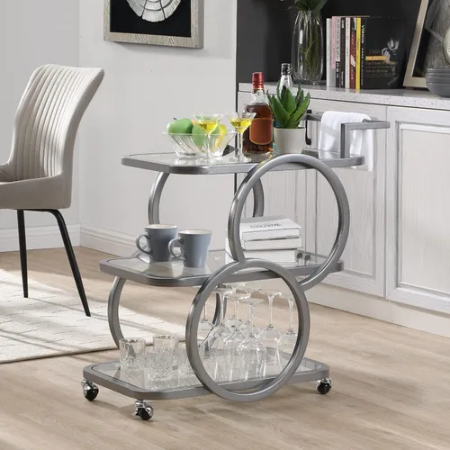 Carritos de Bar para Servir del Hogar, Carritos de Cocina de 3 Niveles con Ruedas, Carritos de Bar Móviles para Cocina, Comedor, Sala de Estar, Gris