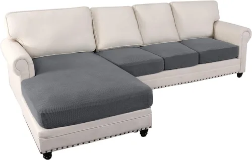 Miniatura 12 de MIFXIN Fundas para sofá modular, 3 piezas, funda de asiento de sofá de terciopelo elástico en forma de L, funda de cojín separada, protector
