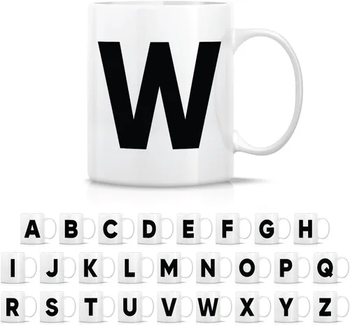 Miniatura 31 de Retreez Taza con monograma con monograma del alfabeto de la A a la Z con inicial, tazas de café de cerámica de 11 onzas – Agradecimiento
