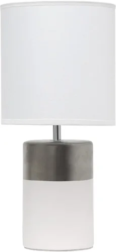 Simple Designs LT1114-OFF Lámpara de mesa de noche de porcelana de dos tonos divididos de colores, plata y blanco roto