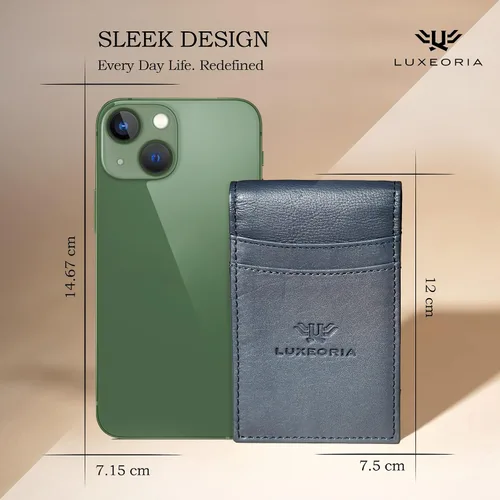 Miniatura 6 de LUXEORIA Cartera de cuero genuino de grano completo para hombre, cartera de viaje hecha a mano, billetera delgada minimalista para hombre, cartera