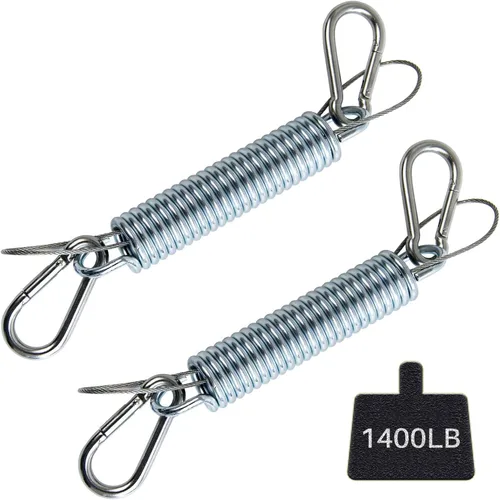 Muelles oscilantes para porche, capacidad de 700 libras, kit de resorte de acero inoxidable para silla colgante, 2 resortes, 4 mosquetones de gancho