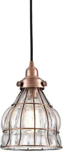 Miniatura 11 de YUBOLE Iluminación colgante de cristal agrietado estilo vintage con jaula de alambre para el techo, rojo cobre antiguo Diamond