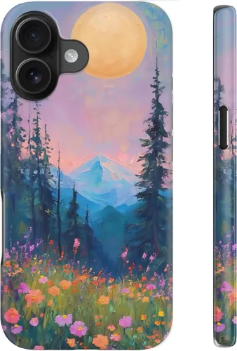 Miniatura 19 de Funda para iPhone 12 Mini, compatible con carga inalámbrica, protección de doble capa con elegante diseño de flores silvestres, silicona suave +
