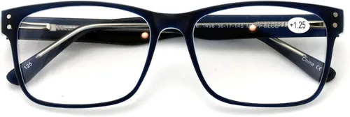 Miniatura 3 de Gafas de lectura rectangulares de gran calidad para hombres grandes - Lector de calidad óptica de ajuste ancho Azul oscuro