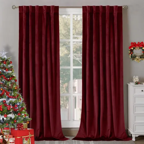 Miniatura 27 de BGment Cortinas de terciopelo rosa polvoriento, 2 paneles de 84 pulgadas, 2 paneles para sala de estar, aislamiento térmico de lujo, reducen