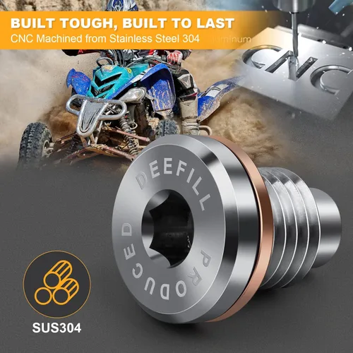 Miniatura 4 de Tapón de drenaje de aceite de cárter magnético de acero inoxidable con arandela de cobre para CR250 CR480, Polaris RZR Sportsman Ranger Scrambler