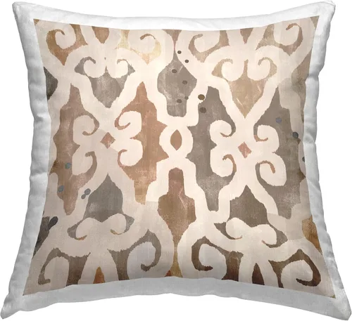 Stupell Industries Flora Kouta - Almohada decorativa con diseño geométrico terroso marrón, 18 x 18 pulgadas, color marrón