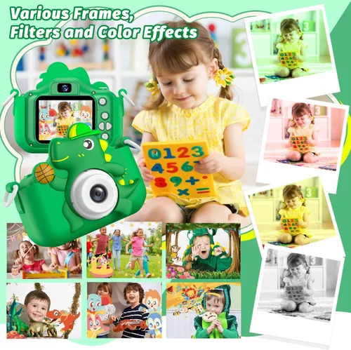 Miniatura 5 de Juguete de cámara para niños, cámara de juguetes de dinosaurio masterbee para niños de 3 a 12 años, regalos de Navidad/cumpleaños para niños y Verde