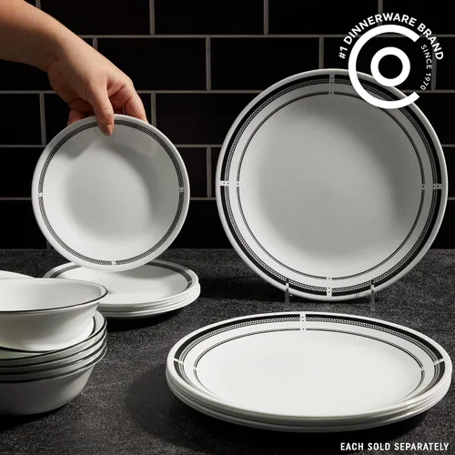 Miniatura 2 de Corelle Vitrelle - Juego de platos para ensalada y aperitivos de 6.75", vidrio de triple capa y resistente a las astillas, platos redondos ligeros