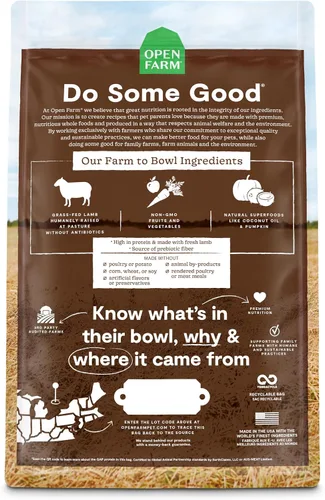 Miniatura 4 de Open Farm - Alimento seco para perros sin granos de cordero criado en pasto, receta de cordero de Nueva Zelanda con superalimentos sin OMG y sin