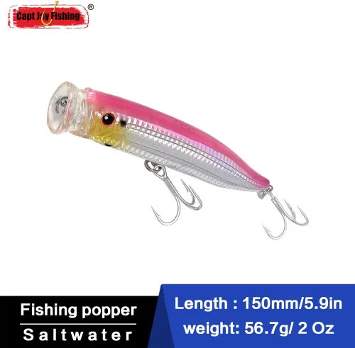 Miniatura 3 de Señuelos de popper de agua salada señuelos flotantes de pesca en la superficie Señuelos flotantes de pesca en la superficie, Poppers, Señuelos