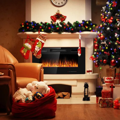 Miniatura 3 de RELAX4LIFE Chimeneas eléctricas empotradas y montadas en la pared de 36 pulgadas, insertos de chimenea eléctrica con control remoto, temporizador