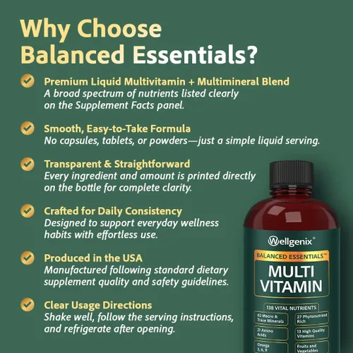 Miniatura 5 de Suplemento líquido nutricional Balanced Essentials, 32 onzas, Very Berry, HBE, 1, 1