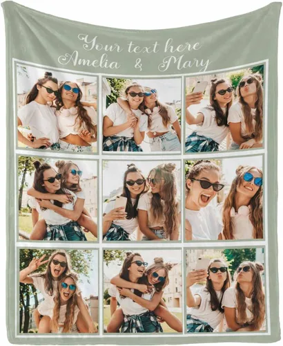 Miniatura 20 de InterestPrint Manta personalizada con texto y fotos, collage, regalo personalizado para cumpleaños, aniversario, boda, regalo personalizado