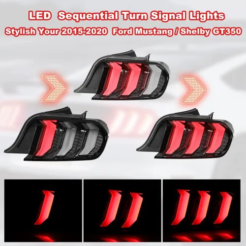 Miniatura 2 de ROXX Conjunto de luces traseras LED para Ford Mustang/Shelby GT350 2015-2023 y Shelby GT500 2018-2020, par de luces traseras con señales de giro