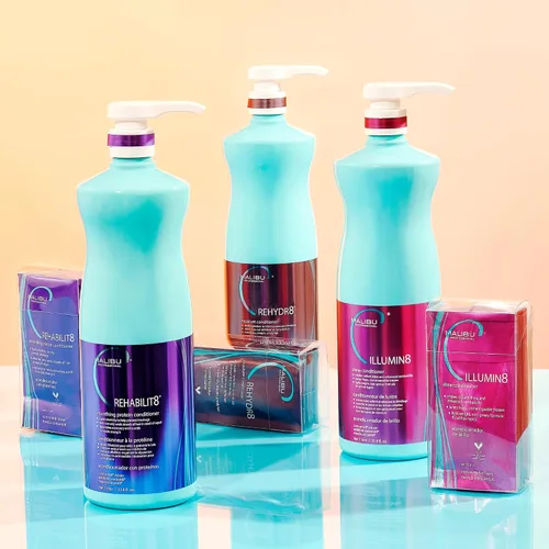 Miniatura 7 de Malibu C REHABILIT8 - Acondicionador de proteínas suavizantes (1 paquete) – Repone la proteína capilar y los aminoácidos para evitar la rotura