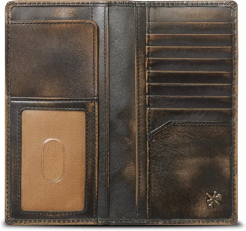 Miniatura 5 de HoJ Co. BASS FISH Cartera larga para hombre Cuero de grano completo con acabado pulido a mano Cartera larga plegable Cartera Rodeo Regalo