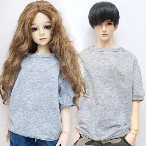 Miniatura 2 de Ropa de muñeca de 30CM/45CM/60CM 1/3 1/4 1/6 Accesorios para muñecas BJD SD DIY Muñeca de moda Muñeca de manga corta Masculina Camiseta Juguete Gris