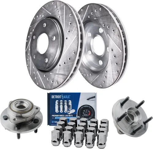 Miniatura 88 de Detroit Axle - Kit de freno delantero para Ford Explorer Mercury Mountaineer 2002-2005 Bujes de rodamiento de rueda perforados y ranurados rotores