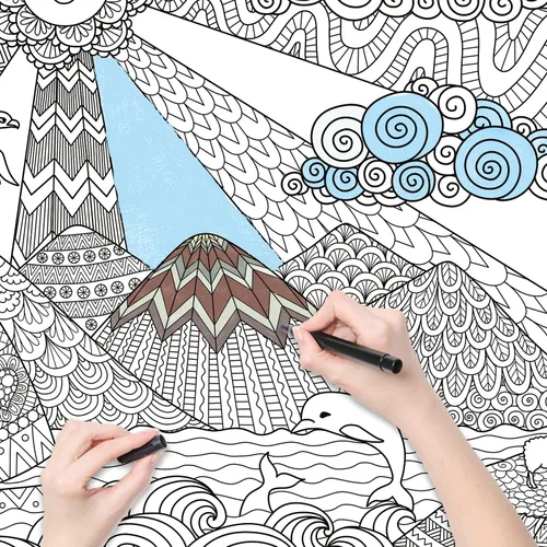 Miniatura 5 de Dekali Designs Seascape - Póster para colorear extra grande para adultos, 35 x 52 pulgadas, tamaño gigante en papel grueso de alta calidad