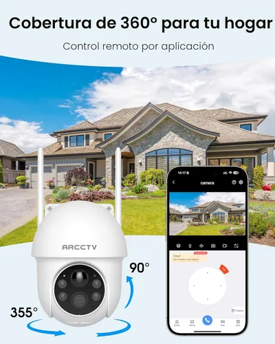 Miniatura 4 de ARCCTV Cámaras de seguridad solar inalámbricas para exteriores, cámara de 4MP con vista de 360° alimentada por batería para exteriores, visión