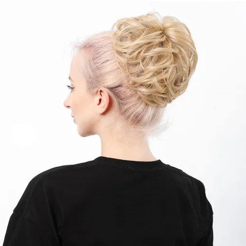 Miniatura 8 de Moño de cabello despeinado castaño, moños desordenados falsos sintéticos, moño rizado, moño recogido y moño, extensiones de cabello envolvente