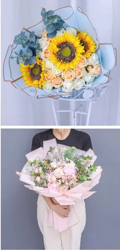 Miniatura 2 de Leoyoubei 20 hojas de papel de regalo de flores, embalaje de regalo impermeable o embalaje de caja de regalo, material de envoltura de ramo