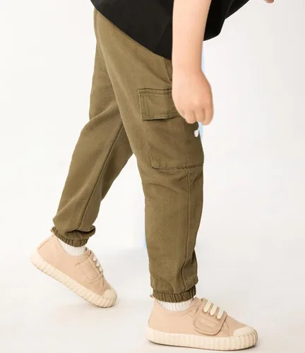 Miniatura 6 de Feidoog Pantalones deportivos de algodón sólido con cintura elástica para niños pequeños, paquete de 23