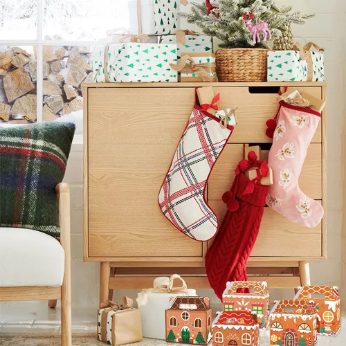 Miniatura 4 de Paquete de 24 cajas de regalo de fiesta de Navidad, 3D de pan de jengibre con impresión de Navidad para la casa, cajas de regalo para Navidad