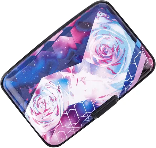 Miniatura 43 de Tarjetero de aluminio con bloqueo RFID para hombres y mujeres, elegante cartera de viaje con 7 ranuras, la mejor protección contra escaneos
