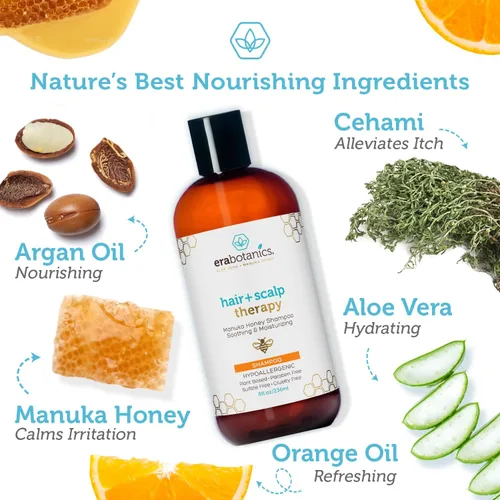 Miniatura 4 de Era Organics Champú y acondicionador de miel de Manuka - Set de champú y acondicionador sin sulfato para hidratar la picazón, el cuero cabelludo