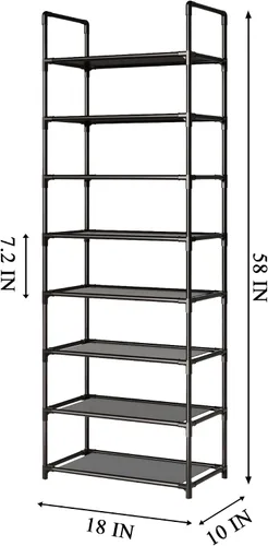 Miniatura 2 de Zapatero alto de 8 niveles para armario, entrada, estante de zapatos ajustable, resistente y duradero, organizador de zapatos estrecho