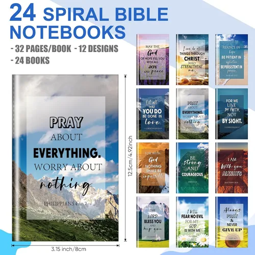 Miniatura 2 de Yeaqee Set de Regalos Cristianos de 146 Piezas al Por Mayor Incluye 24 Lápices con Versículos de la Biblia 24 Cuadernos Bíblicos 24 Pulseras