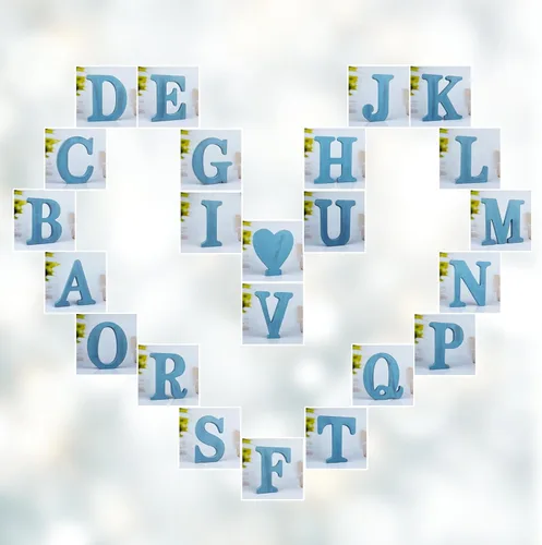 Miniatura 7 de Letras de madera azul rústica de 6 pulgadas, letras de madera sin terminar para decoración de pared, letras azules retro de pie, decoración