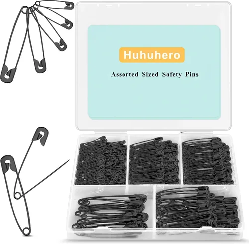 Miniatura 13 de Huhuhero Paquete de 340 pasadores de seguridad surtidos, pequeños y grandes, resistentes para coser ropa, disfraces, 5 tamaños diferentes, pasadores