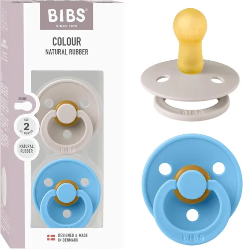 Miniatura 79 de BIBS - Paquete de 2 chupetes Bibs Colour, calmante, libre de bisfenol A, punta redonda, látex de goma natural Noche de vainilla