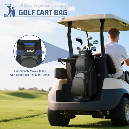 Miniatura 4 de Cart Golf Bag 15 Way Organizer Divider Top Golf Club Bags Lightweight Golf Cart Bags for Men Women with Cooler, Rain Cover