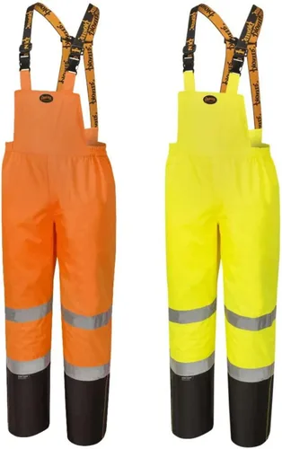 Miniatura 10 de Pioneer Hi Vis Ripstop - Pantalones con peto impermeables para hombre, pantalones reflectantes de seguridad para lluvia