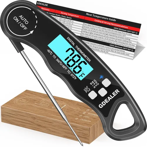 GDEALER Termómetro digital de lectura instantánea para carne, termómetro de alimentos para cocinar ultrarrápido con sonda plegable de 4.6 pulgadas,