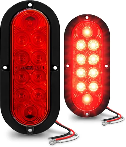 Miniatura 16 de TRUE MODS - Juego de 2 piezas de luces traseras LED ovaladas ámbar de 6 pulgadas para remolque [DOT FMVSS 108 SAE I6P] [montaje en superficie]